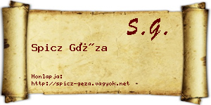 Spicz Géza névjegykártya